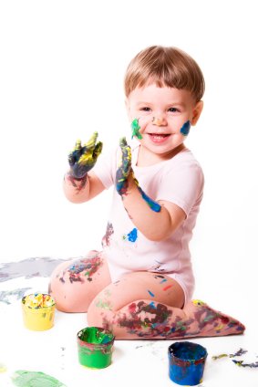 Benefits of Messy Play 8 young toddler finger painting
