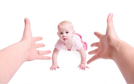 Baby Milestones - The First Year 8 mommy encouraging baby to crawl